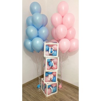 BABY ΒΟΧ και μπαλόνια ροζ και γαλάζιο
